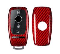 M.JVisun Véritable Fibre de Carbone Coques de Clé pour Mercedes-Benz AMG A220 Classe CLS Classe E E63S GLE 350 4Matic Classe S Porte-clé Coque Clé de Voiture - pour AffalterBach Badge Logo - Rouge