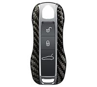 M.JVisun Véritable Fibre de Carbone Coques de Clé Pour Porsche 911 Carrera 918 Cayenne Coupe Pour Macan Pour Panamera Taycan Porte oque e Voiture - Coque de Remplacement - Noir