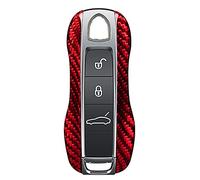 M.JVisun Véritable Fibre de Carbone Coques de Clé pour Porsche 911 Carrera 918 Cayenne Coupe pour Macan pour Panamera Taycan Porte oque e Voiture - Coque de Remplacement - Rouge