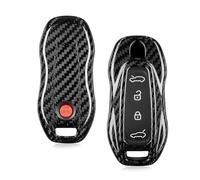 M.JVisun Véritable Fibre de Carbone Coques de Clé pour Porsche Macan 4 Turbo Électrique 2024-2025 Porte-clé Coque Clé de Voiture - Noir