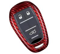 M.JVisun Véritable Fibre de Carbone Porte-clés Clef Auto Coques de Clés pour Alfa Romeo Giulia Stelvio 4C Spider 2017-2023 Protecteur de Clé de Voiture - Rouge