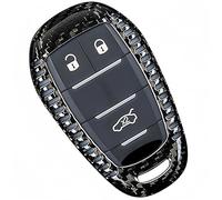 M.JVisun Véritable Fibre de Carbone Porte-clés Clef Auto Coques de Clés pour Alfa Romeo Giulia Stelvio 4C Spider 2017-2023 Protecteur de Clé de Voiture - Noir