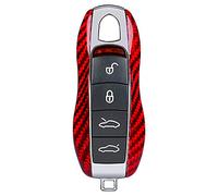 M.JVisun Véritable Fibre de Carbone Porte-clés Clef Auto Coques de Clés pour Porsche 718 911 Carrera 918 Spyder Boxster 981 Cayenne 92A Cayman 981 pour Macan pour Panamera 970 e Voiture - Rouge