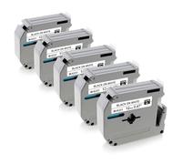 M-K231 Lot de 5 rubans adhésifs pour étiqueteuse Brother M231 MK231 M-K231S pour Brother PT-100 PT-95 PT-90 PT-85 PT-80 PT-70 PT-65 PT-45 Noir sur blanc 12 mm