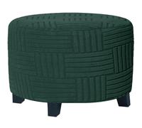 M L XL Housse de Pouf Rond, Lot de 1 or 2 Housse Ottomane Extensible Jacquard, Housse de Repose-Pieds Protecteur de Meubles Housse de Tabouret avec Fond Élastique Antidérapante(Vert foncé,L 1Pc)