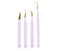 M LASH Lot de 4 pinces à épiler pour extensions de cils en acier japonais