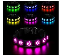 M-LED Collier Lumineux pour Chiens, Lumière Collier Chien Rechargeable et Etanche, Collier de Réglable avec 7 Modes d'éclairage(Co