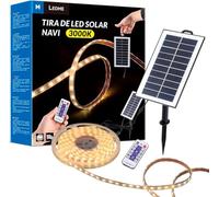 M Ledme - 5M 300 LED Strip Solar Outdoor Garden IP68 Submersible Warm White LED Light with Solar Panel Installation Kit for Garden, Home, Decorative, 3000k