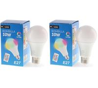 M Ledme - Ampoule LED avec Télécommande 10W (Eq. 70 W) culot E27 A60, 700 Lumens, RGBW, Dimmable en intensité, Lumière Blanche et Colorée, LM7143, Rgb+6000k (Lot de 2)