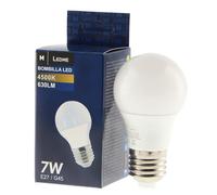 M Ledme - Ampoule LED E27 G45 7 W (Eq. 60 W), lumière blanche neutre (4 500 k), culot E27, 630 lumens, IP20, ouverture du faisceau de lumière 270°, efficacité énergétique et faible consommation