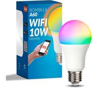 M Ledme - Ampoule LED intelligente WiFi A60 10W (Eq. 90 W) culot E27, pas besoin de Hub, RGB+CCT, Dimmable en intensité, Lumière blanche et colorée, compatible avec Alexa et Google Home, LM7141