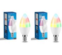 M Ledme - Ampoule LED Intelligente WiFi E14 Bougie, pas besoin de Hub, [Smarthome], Dimmable, 6W 600LM, RGB & 2700K-6500K blanc froid à chaud, compatible avec Alexa/Google Home/Siri, LM7144 (Lot de 2)