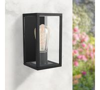 M Ledme Applique d'extérieur Ducte Series - Étanche IP44, culot E27, lampe en acier noir et verre, pour façade, jardin ou entrée (ampoule non incluse)