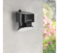 M Ledme - Applique LED solaire Black Flat 1W extérieur avec détecteur de mouvement et capteur crépusculaire, IP44, autonomie 6-8 h, éclairage solaire pour jardin, terrasse, entrée ou façade