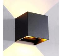 M Ledme - Applique murale LED noire extérieure/intérieure 12W, CCT dimmable de lumière froide à chaude, dimmable 2700K-6500K, étanche IP54, idéale pour l'éclairage extérieur. LM6184