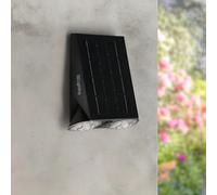 M Ledme - Applique murale solaire LED d'extérieur Black Eyes avec détecteur de mouvement et de crépuscule, 800 lm, 1,3 W, IP44, lumière blanche naturelle (4 000 K) pour jardin, terrasse, façade, mur