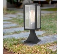 M Ledme - Balise LED Extérieure Série Ducte, Douille E27, IP44 Étanche, Finition Noire, Acier/Verre, Style Classique pour Jardin, Allées et Terrasses (Ampoule Non Incluse)
