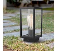 M Ledme - Balise LED extérieure série Ducte Plus, étanche IP44, douille E27, finition noire, acier/verre, idéale pour jardins et chemins, puissance max. 40W (ampoule non incluse)