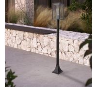 M Ledme - Balise LED Extérieure sur Pied Série Ducte, Douille E27, IP44 Étanche, Style Classique en Noir, Acier/Verre, Éclairage idéal pour Jardin ou Entrée (Ampoules non incluses)