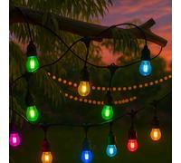 M Ledme - Guirlande lumineuse solaire d'extérieur à LED de 7,5m avec 10 ampoules, couleur RGB à intensité variable, étanche IP65, décoration pour terrasse, jardin, patio, entrée et fêtes