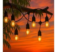 M Ledme - Guirlande lumineuse solaire d'extérieur à LED de 7,5m avec 10 ampoules, lumière chaude 3000K, étanche IP65, décoration pour terrasse, jardin, patio, entrée et fêtes