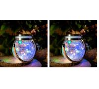 M Ledme - Lanterne Solaire en Verre Multicolore, SphereGlass pour Jardin RGB avec Support Amovible, Lampe pour Extérieur, Pelouse, Noël, Camping (Lot de 2)