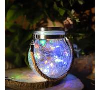 M Ledme - Lanterne solaire extérieure en verre multicolore, SphereGlass pour jardin RGB, Lumière avec support amovible, lampe solaire pour jardin, extérieur, pelouse, Noël, camping