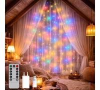 M Ledme M mimotec - Guirlande Rideau LED Extérieure avec USB, longueur 3X3M, multicolore avec effets lumineux, étanche IP65, idéale pour les terrasses et les jardins, télécommande incluse. LM2966.