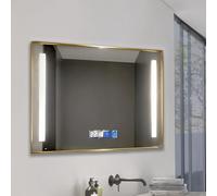 M Ledme - Miroir de Salle de Bain avec éclairage 100x70cm Arenas, Fonction antibuée, 12W, intensité Variable, 3 Couleurs d'éclairage, Interrupteur Tactile, IP44, Verre trempé HD, Horloge intégrée