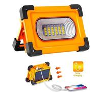 M Ledme - Projecteur LED solaire PowerBank portable avec batterie, 2700 lumen, IP65 étanche, rechargeable, Lampe de travail, Rechargeable USB ou solaire, Camping, Garage, Pêche.