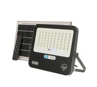 M Ledme - Projecteur solaire LED 150W avec télécommande, 2200 lumens, dimmable, IP65, Lumière Froide (6000k), batterie de grande capacité 15.000 mAh. Longueur du câble 2,10M
