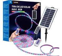 M Ledme - Ruban LED solaire 5 m étanche IP68, 300 LED multicolores, avec kit d'installation et panneau solaire pour la décoration de jardin et de maison, LM2425