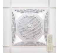 M Ledme - Ventilateur de plafond carré Armstrong 68 W avec lumière LED blanc froid (6 000 K), encastré, 1 172 lm, télécommande, moteur AC, silencieux, 3 vitesses, idéal pour les bureaux. LM8087