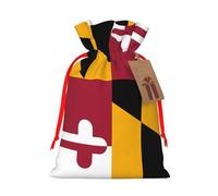 M Linen Sacs cadeaux de Noël avec cordon de serrage Motif drapeau de l'État du Maryland