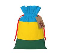 M Linen Sacs cadeaux de Noël avec cordon de serrage Motif drapeau du Rwanda