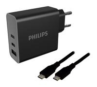 M LP2683B/12CN - Chargeur secteur Philips 65W + câble Type C 2m Universel Noir Charge rapide Intérieure