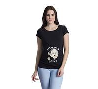 M.M.C. Best Mom Ever - vêtement de maternité Rigolo avec imprimé pour la Grossesse Femme Haut Humour, à Manches Courtes (Noir, Medium)