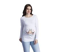 M.M.C. Bonjour Mon Amour - T-shirt de maternité avec motif Sweatshirt pour la grossesse, Manches longues, Blanc., M