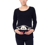 M.M.C. Coming Soon - vêtement de maternité Mignon et Rigolo | T-Shirt de maternité avec Motif pour la Grossesse | T-Shirt de Grossesse - à Manches Longues (Noir, Medium)