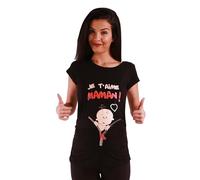 M.M.C. Je t´Aime Maman ! T-Shirt avec bébé - bébé Regarde par la Fermeture éclair | T-Shirt de Grossesse, à Manches Courtes