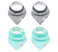M.M.C. Lot de 4 bavoirs triangulaires pour bébé - Unisexe - En coton - Avec boutons-pression réglables - Pour tout-petits, garçons et filles, Ensemble de points, taille unique