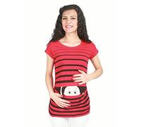 M.M.C. Vêtement de maternité Mignon et Rigolo avec de Motifs de bébé Qui Regarde Humour Haut Femme, à Manches Courtes (Rouge, Small)
