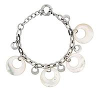 M & M Jewelry MA-202016 Bracelet pour Femme en Argent 925 rhodié Nacre Blanche Taille Ronde 19 cm