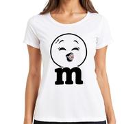 M & M Kiss Chocolat Lèvres Carnaval cinquième saison Costume T-shirt pour femme, Blanc., M