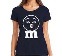 M & M Kiss Chocolat Lèvres Carnaval cinquième saison Costume T-shirt pour femme, bleu marine, L