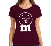 M & M Kiss Chocolat Lèvres Carnaval cinquième saison Costume T-shirt pour femme, bordeaux, L