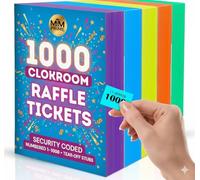 M&M PRIME Lot de 4 carnets de tickets de tombola 1 à 1000 - tickets de vestiaire - tirage au sort chanceux, tombola, tirage au sort et événements caritatifs