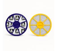 M&M Smartek Lot de 2 filtres compatibles avec les filtres HEPA Dyson comme 900228-01 DC04 DC05 DC08 DC19 DC20 DC2104 DC, 05 DC, 08 DC, 19 DC, 20 DC, en bleu et jaune - avant et arrière - Réplique