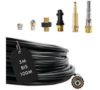 M&M Smartek Tuyau de nettoyage de canalisations en 7 pièces (3 à 100 m) pour nettoyeur haute pression Kärcher, Nilfisk AG M22 x 1,5 IG, baïonnette, adaptateur KEW, 2 buses rotatives et Quick Connect