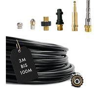 M&M Smartek Tuyau de nettoyage en 7 parties 160 bar pour nettoyeur haute pression Kärcher, Nilfisk AG M22 x 1,5 IG & baïonnette & adaptateur KEW & 2 buses rotatives & Quick Connect (50 m)